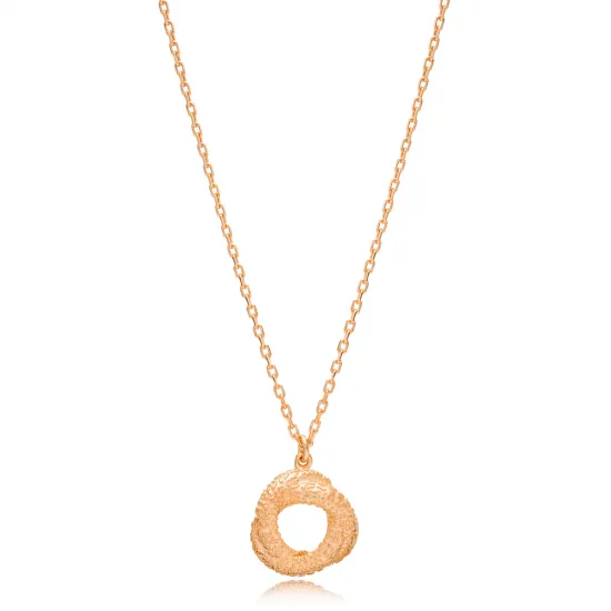 Textured Minimalist Round Shape 925 Silver Necklace - Sade 925 Silver Jewelry