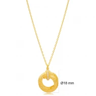 Shape Dainty Round Textured Sterling Silver Necklace