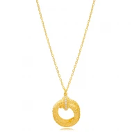 Shape Dainty Round Textured Sterling Silver Necklace