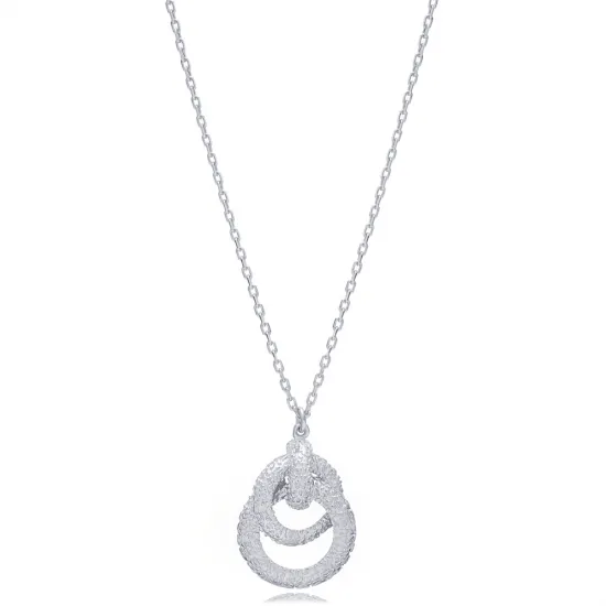 Intertwined Round Textured 925 Sterling Silver Necklace - Sade 925 Silver Jewelry