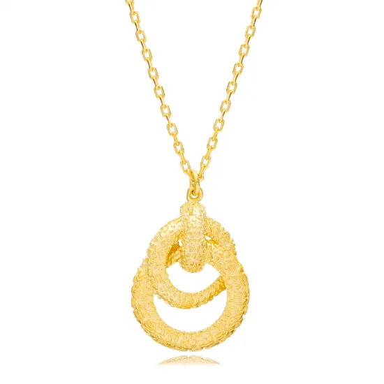 Intertwined Round Textured 925 Sterling Silver Necklace - Sade 925 Silver Jewelry