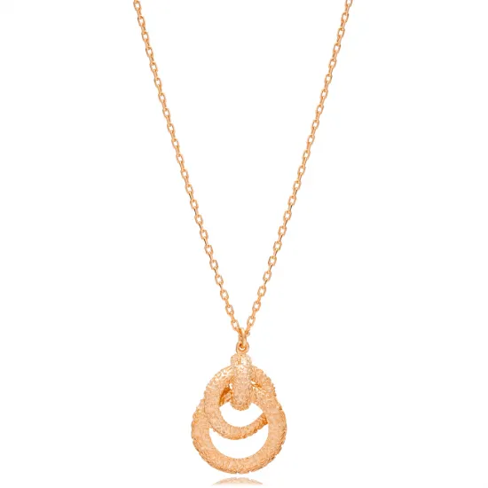 Intertwined Round Textured 925 Sterling Silver Necklace - Sade 925 Silver Jewelry