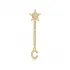 Single Long Star And Initial C Letter Silver Earrings