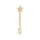 Single Long Star And Initial D Letter Silver Earrings