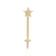 Single Long Star And Initial D Letter Silver Earrings