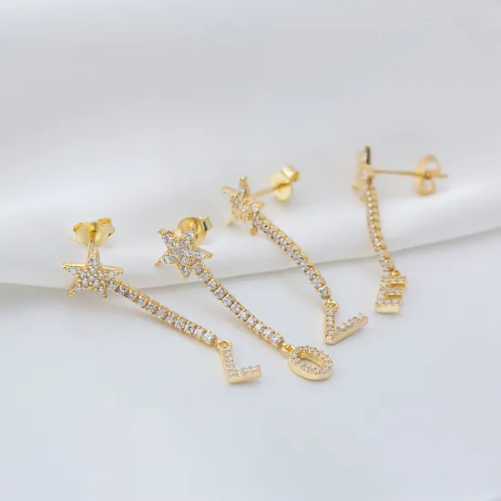 Single Long Star And Initial O Letter Silver Earrings Single Long Star And Initial O Letter Silver Earrings