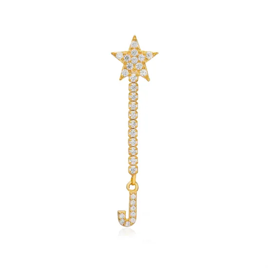 Single Long Star And Initial O Letter Silver Earrings Single Long Star And Initial O Letter Silver Earrings