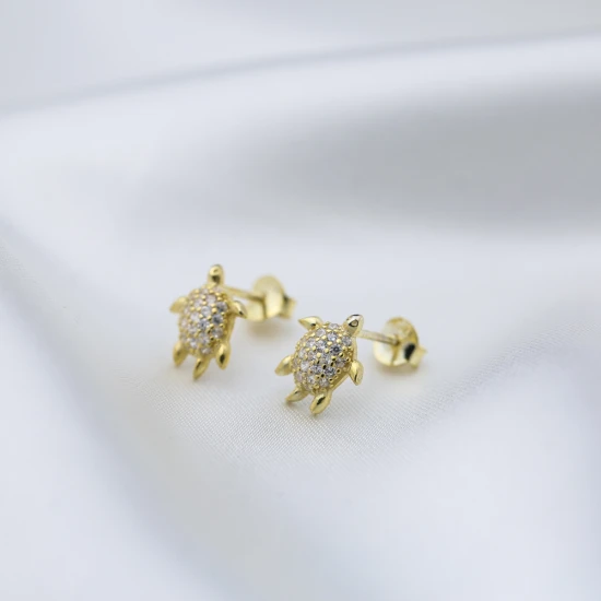 Handcrafted Turtle 925 Sterling Silver Earrings - Sade 925 Silver Jewelry