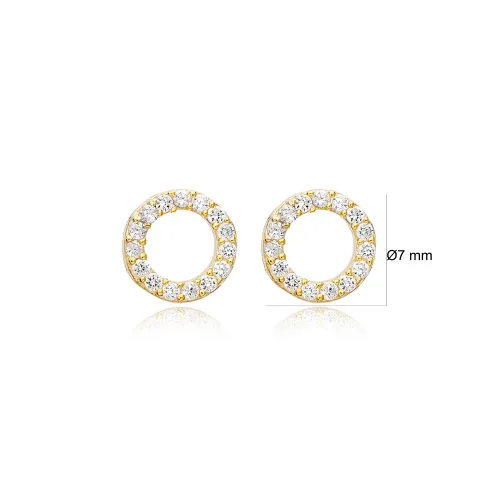 Tiny Hollow Round CZ 925 Sterling Silver Earrings