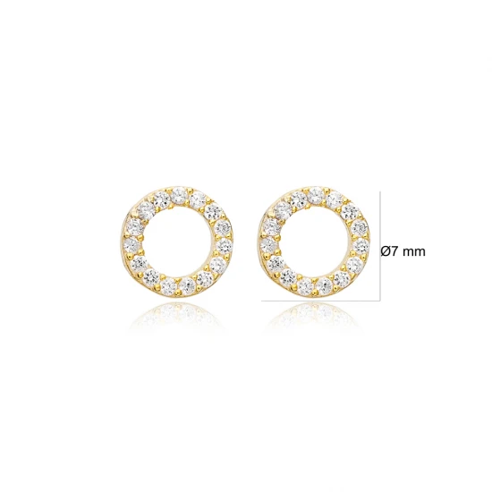 Tiny Hollow Round CZ 925 Sterling Silver Earrings