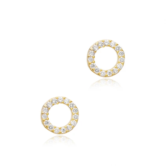 Tiny Hollow Round CZ 925 Sterling Silver Earrings