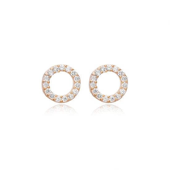 Tiny Hollow Round CZ 925 Sterling Silver Earrings