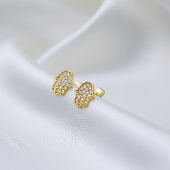 Handcrafted Hamsa 925 Sterling Silver Earrings | 925 Sterling Silver Wholesale | Sade Silver Handcrafted Hamsa 925 Sterling Silver Earrings - Sade 925 Silver Jewelry
