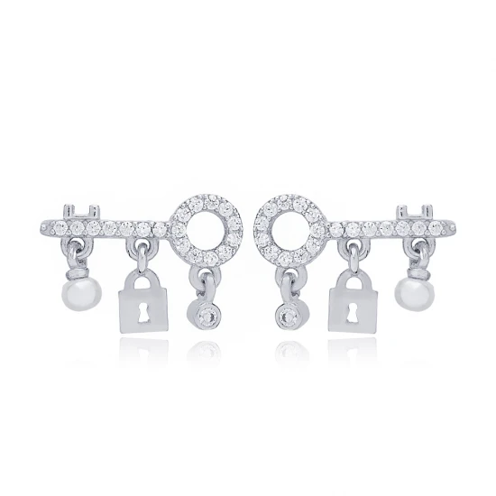 Key And Lock 925 Sterling Silver Earrings Key And Lock 925 Sterling Silver Earrings