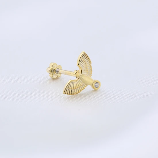 Angel Wing Single Piercing 925 Sterling Silver Earrings - Sade 925 Silver Jewelry