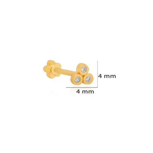 Tiny Three Clear CZ Single Piercing 925 Silver Earrings