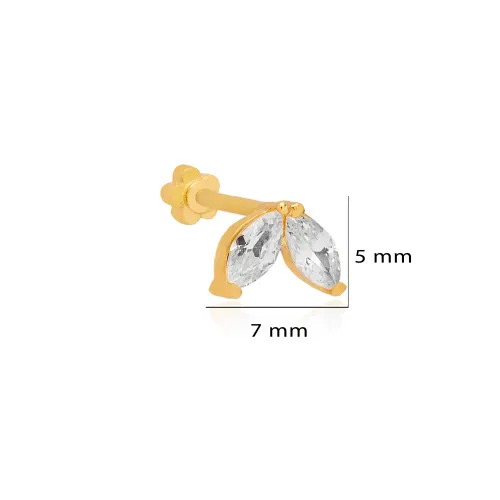 Marquoise Cut Clear CZ Single Piercing Silver Earrings