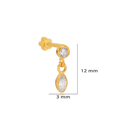 Marquise Clear CZ Single Piercing 925 Silver Earrings