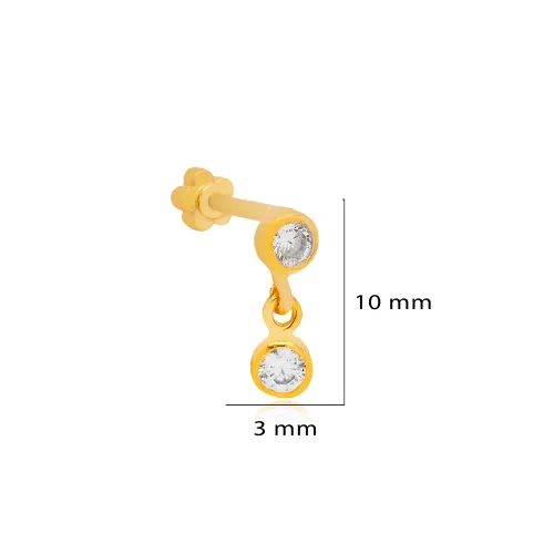 Round CZ Single Piercing 925 Sterling Silver Earrings