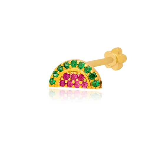 Watermelon Single Piercing 925 Sterling Silver Earrings - Sade 925 Silver Jewelry