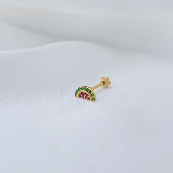 Watermelon Single Piercing 925 Sterling Silver Earrings - Sade 925 Silver Jewelry