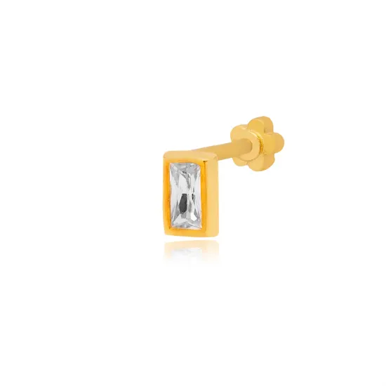Tiny Rectangle Zircon Stone Single Piercing Wholesale Handmade Turkish 925 Sterling Silver Tiny Rectangle Zircon Stone Single Piercing Wholesale Handmade Turkish 925 Sterling Silver