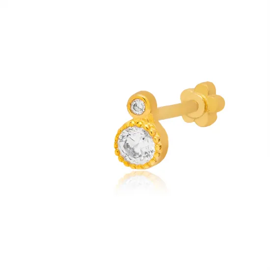 Tiny Round Clear CZ Single Piercing 925 Silver Earrings | 925 Sterling Silver Wholesale | Sade Silver Tiny Round Clear CZ Single Piercing 925 Silver Earrings - Sade 925 Silver Jewelry