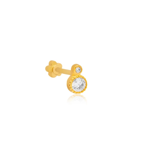 Tiny Round Clear CZ Single Piercing 925 Silver Earrings
