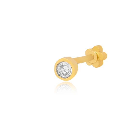 Round CZ Single Piercing Sterling Silver Earrings | 925 Sterling Silver Wholesale | Sade Silver Round CZ Single Piercing Sterling Silver Earrings - Sade 925 Silver Jewelry