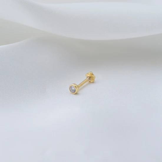 Round CZ Single Piercing Sterling Silver Earrings | 925 Sterling Silver Wholesale | Sade Silver Round CZ Single Piercing Sterling Silver Earrings - Sade 925 Silver Jewelry