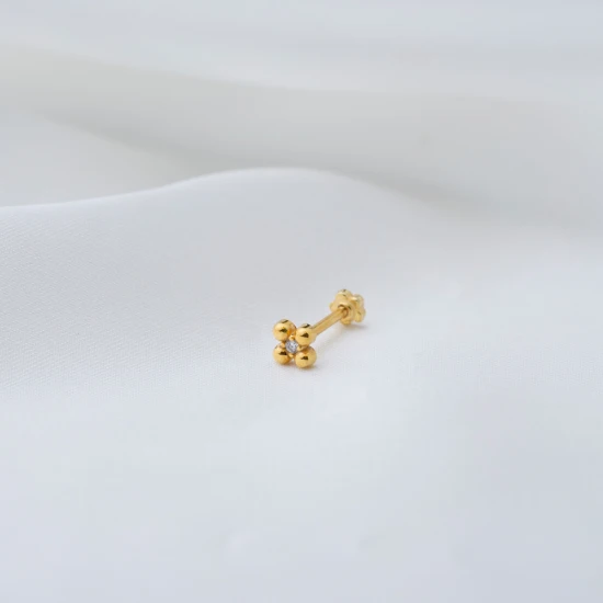 Flower Shape Single Piercing Sterling Silver Earrings | 925 Sterling Silver Wholesale | Sade Silver Flower Shape Single Piercing Sterling Silver Earrings - Sade 925 Silver Jewelry