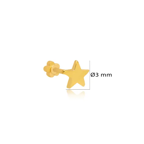 Star Minimalist Plain Single Piercing Silver Earrings Star Minimalist Plain Single Piercing Silver Earrings