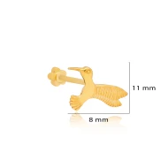Plain Bird Single Piercing 925 Sterling Silver Earrings