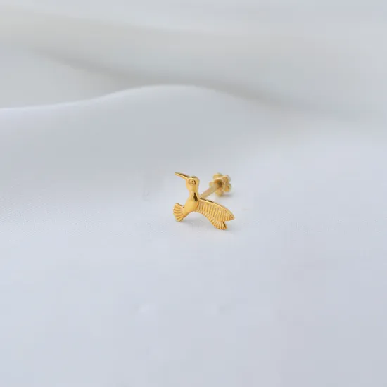 Plain Bird Single Piercing 925 Sterling Silver Earrings