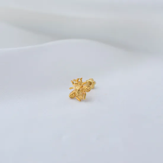 Bee Single Piercing 925 Sterling Silver Earrings - Sade 925 Silver Jewelry