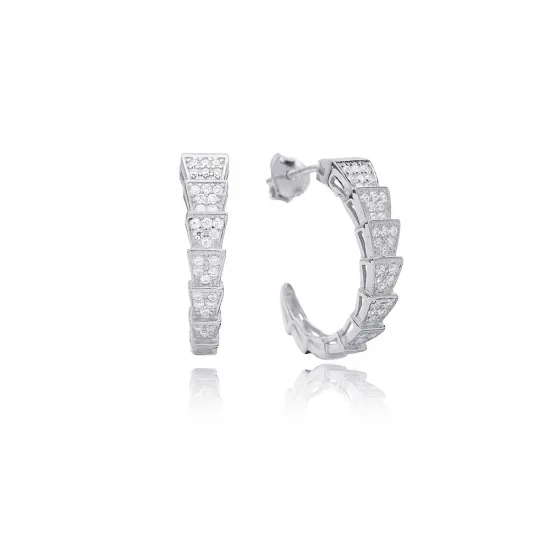 Elegant Hoop Stud Earrings Handmade Wholesale Turkish 925 Sterling Silver Jewelry Elegant Hoop Stud Earrings Handmade Wholesale Turkish 925 Sterling Silver Jewelry