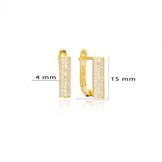 Dainty Cylinder Latch Back Women 925 Silver Earrings Dainty Cylinder Latch Back Women 925 Silver Earrings