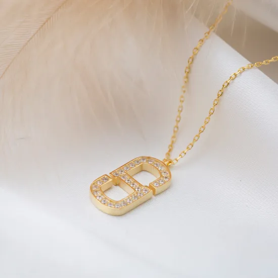 Zircon Stone Geometric Design Charm Pendant Necklace Wholesale Turkish 925 Sterling Silver Jewelry