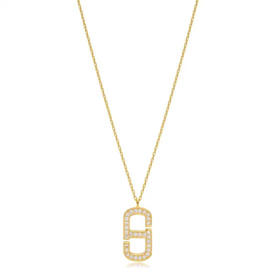 Zircon Stone Geometric Design Charm Pendant Necklace Wholesale Turkish 925 Sterling Silver Jewelry