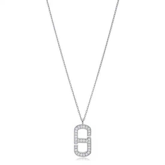 Zircon Stone Geometric Design Charm Pendant Necklace Wholesale Turkish 925 Sterling Silver Jewelry