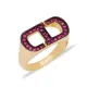 Ruby CZ Geometric Cluster Women Sterling Silver Ring
