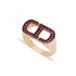 Ruby CZ Geometric Cluster Women Sterling Silver Ring