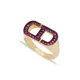 Ruby CZ Geometric Cluster Women Sterling Silver Ring