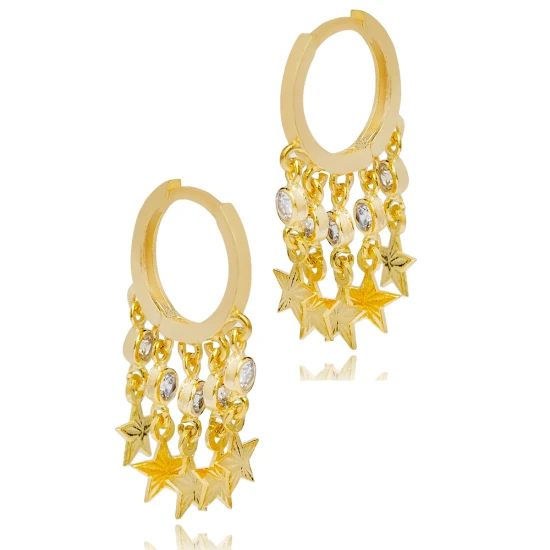Star Shaker Dangle Women 925 Sterling Silver Earrings - Sade 925 Silver Jewelry