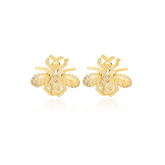 Cute Bee Plain 925 Sterling Silver Earrings - Sade 925 Silver Jewelry