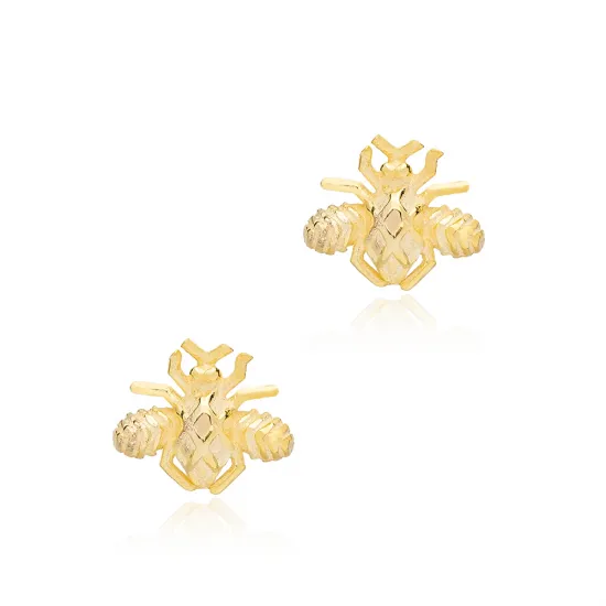 Cute Bee Design Plain Stud Earrings Turkish 925 Sterling Silver Jewelry Cute Bee Design Plain Stud Earrings Turkish 925 Sterling Silver Jewelry