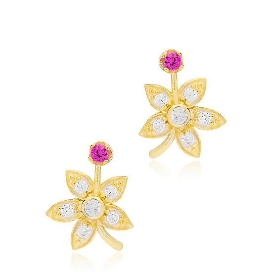 Turkish Flower CZ 925 Sterling Silver Earrings Turkish Flower CZ 925 Sterling Silver Earrings