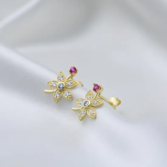 Turkish Flower CZ 925 Sterling Silver Earrings Turkish Flower CZ 925 Sterling Silver Earrings