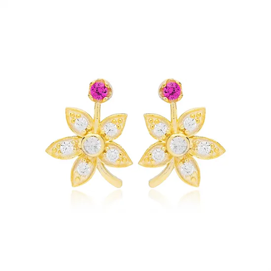 Turkish Flower CZ 925 Sterling Silver Earrings Turkish Flower CZ 925 Sterling Silver Earrings