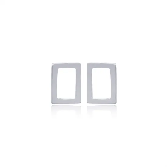 Rectangle Design Hollow Stud Earrings Handcrafted 925 Sterling Silver Jewelry Rectangle Design Hollow Stud Earrings Handcrafted 925 Sterling Silver Jewelry